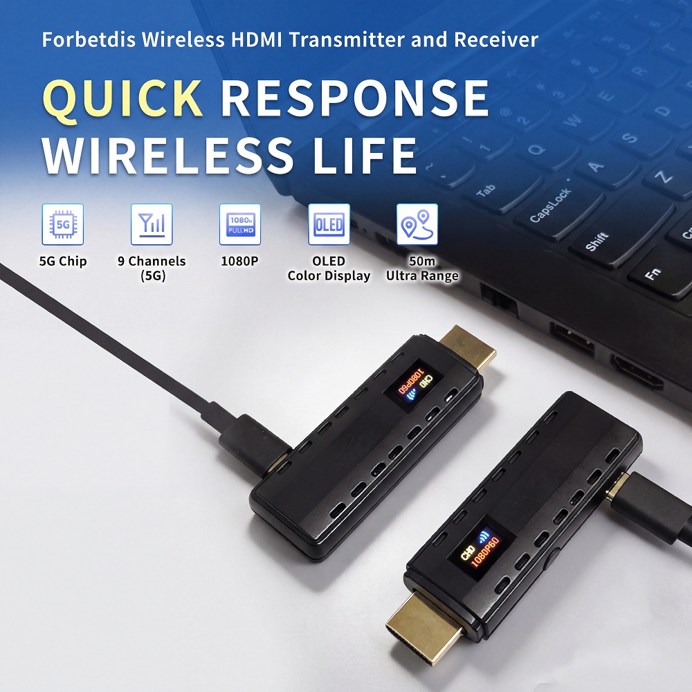 Forbetdis 5.8G Wireless HDMI Transmitter and Receiver for Office